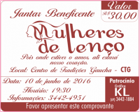 1ª Jantar Beneficente da ONG Mulheres de Lenço ocorre nesta sexta