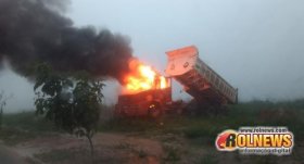 Cacoal: Incêndio em cabine de caminhão caçamba pode ter sido criminoso
