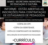 Rolim: Semec contrata estagiários que cursam pedagogia 