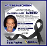 Nota de falecimento Claudinei Conguí “ Barrerito”