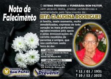 Nota de falecimento: Rita Claudina Rodrigues 