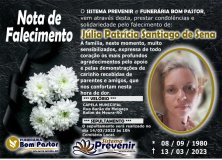 Nota de falecimento Júlia Patrícia Santiago de Sena 