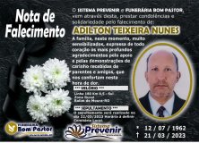 Nota de falecimento Adilton Teixeira Nunes 