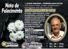Nota de falecimento José Rodrigues Dias 