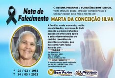 Nota de falecimento: Marta da Conceição Silva