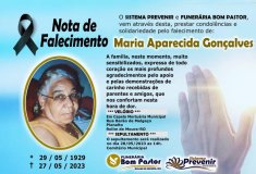Nota de Falecimento: Maria Aparecida Gonçalves 