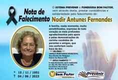 Nota de falecimento pela morte de Nadir Antunes Fernandes
