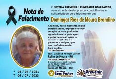 Nota de falecimento: Domingas Rosa de Moura Brandino 