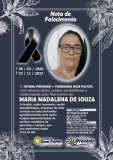 Nota de Falecimento de Maria Madalena de Souza