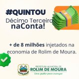 Prefeitura de Rolim de Moura anuncia pagamento do 13.º e injeta quase 9...