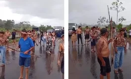 Comunidades indígenas fecham BR-364, no distrito do Riozinho em Cacoal