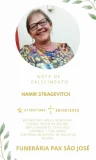 Nota de Pesar: falecimento de NAMIR STRAGEVITCH 