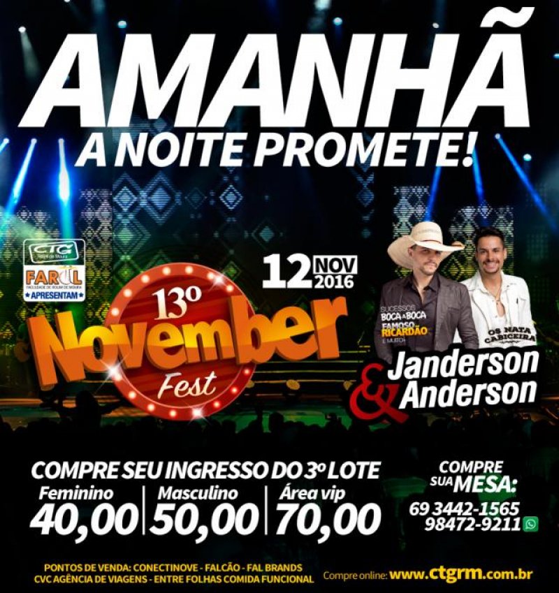 Rolim de Moura: November Fest é neste sábado no CTG