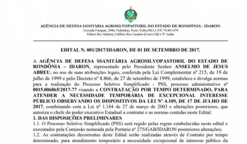 Confira o edital de seleção de médicos veterinários da Idaron