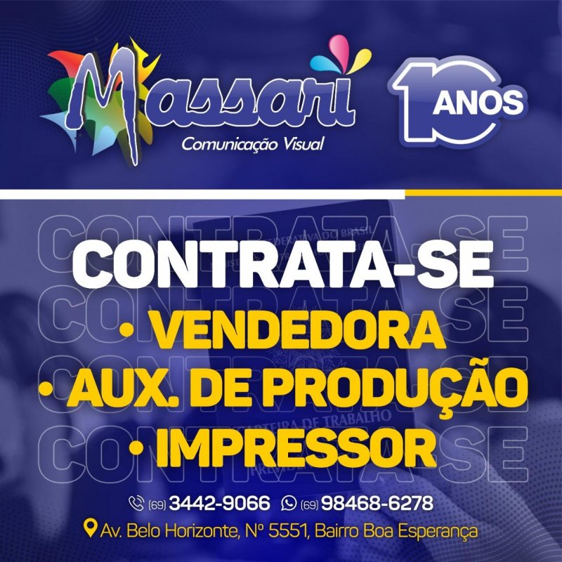 Vagas de emprego na Massari em Rolim 