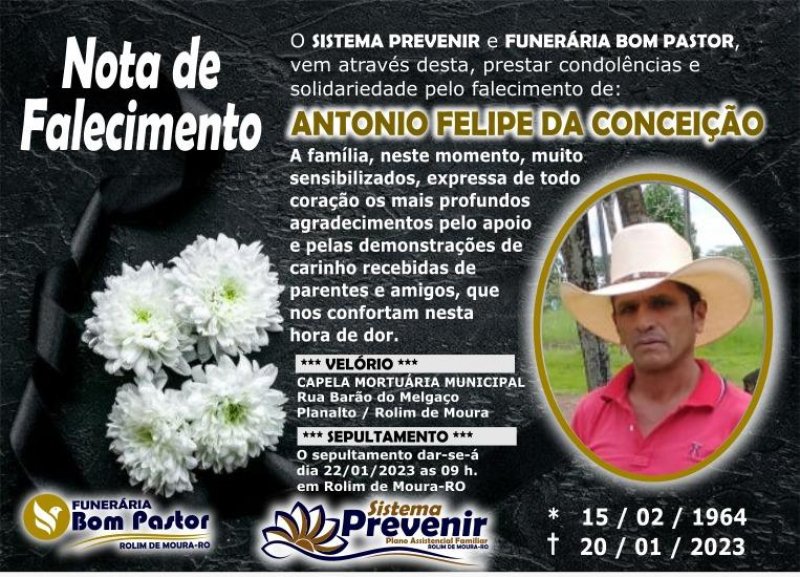 Nota de falecimento: Antônio Felipe da Conceição 