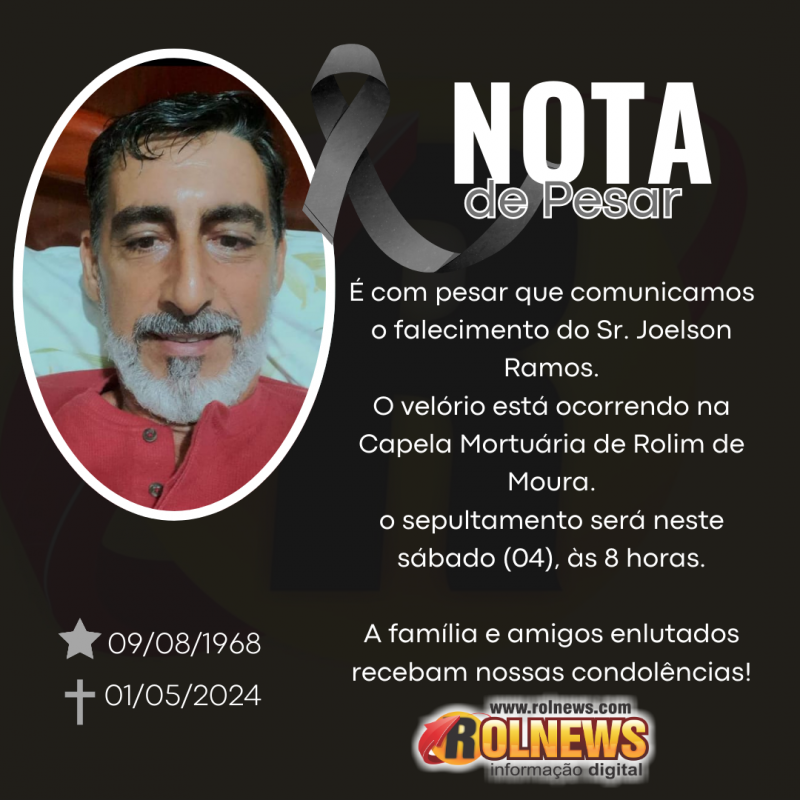 Nota de Pesar pelo falecimento de Joelson Ramos 