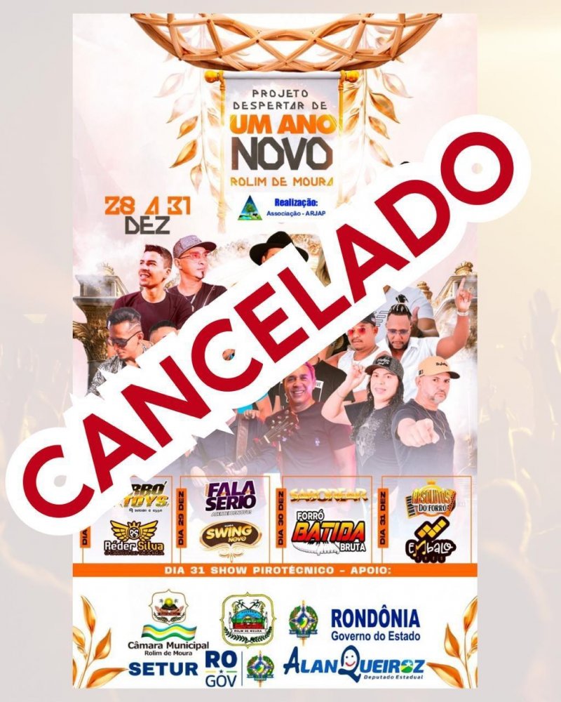 Festa de réveillon de Rolim de Moura foi cancelada