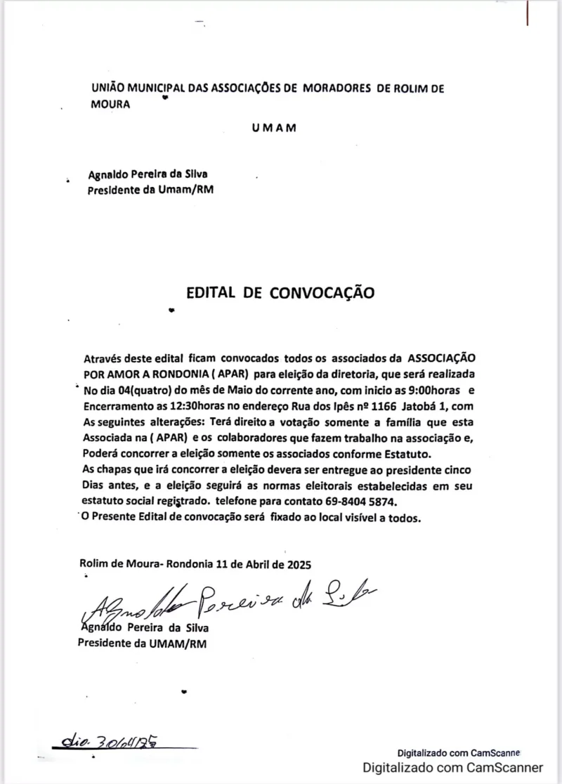 Edital de Convocação Umam 