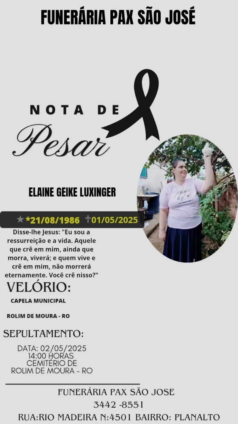 Nota de Pesar: Elaine Geike Luxinger