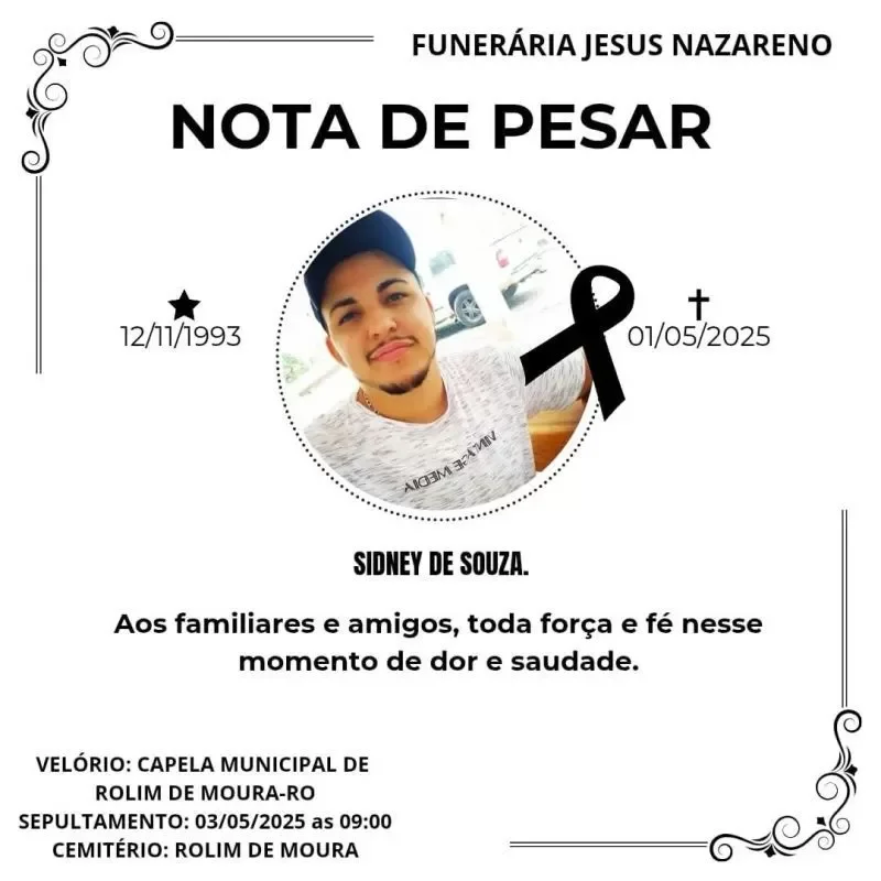 Nota de falecimento SIDNEY DE SOUZA