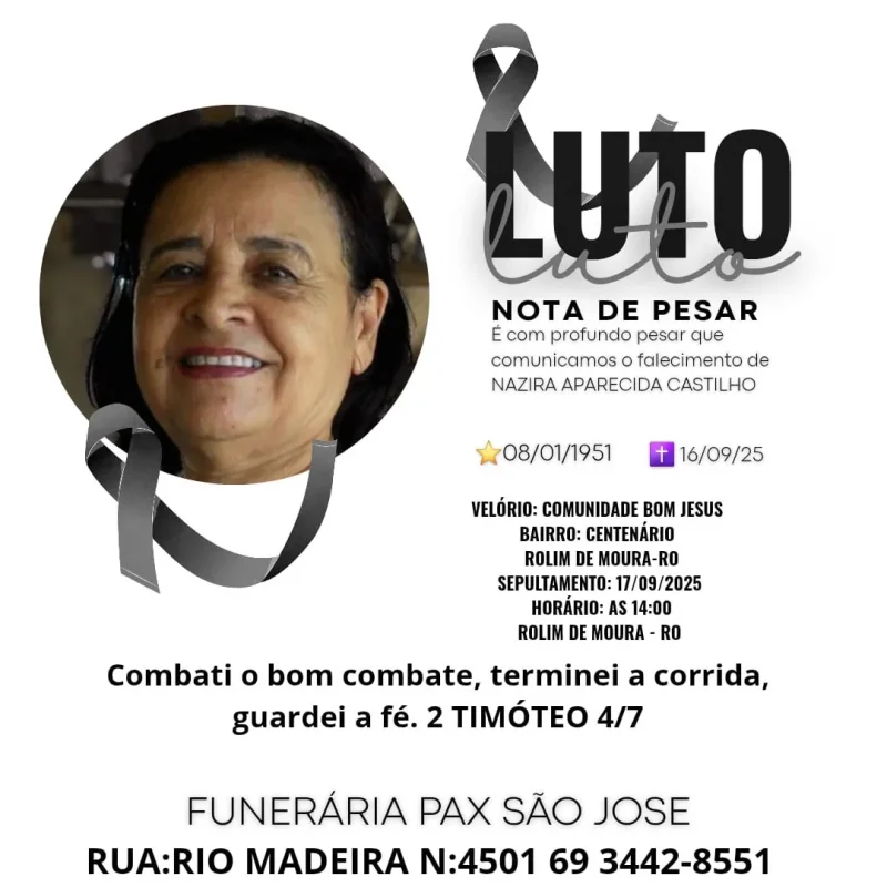 Nota de Pesar: Nazira Aparecida Castilho