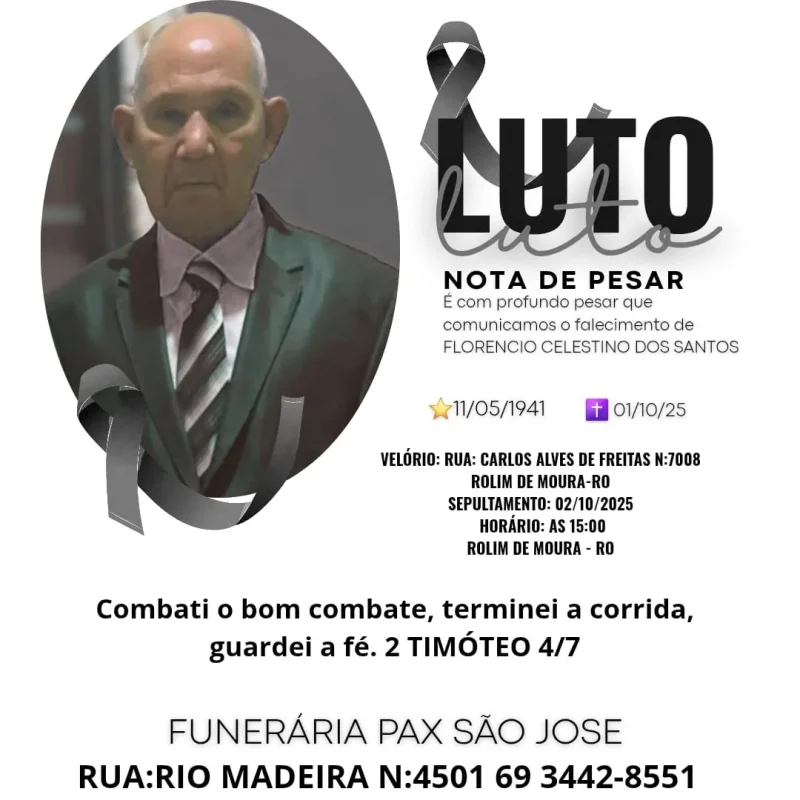 Nota de Pesar: Florencio Celestino dos Santos