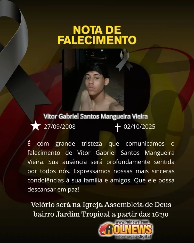 Velório de Vitor Gabriel será na igreja Assembleia de Deus, no bairro Jardim Tropical 