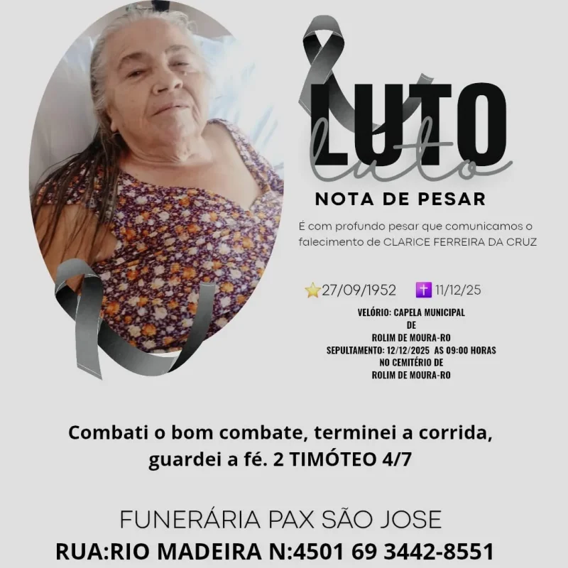 Nota de Pesar: Clarice Ferreira da Cruz