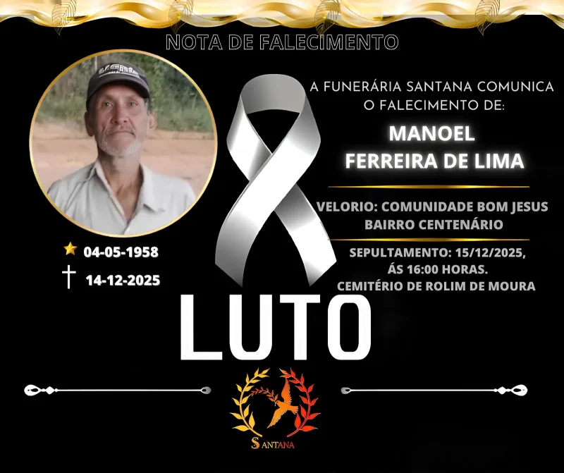 Nota de Falecimento: Manoel Ferreira de Lima 