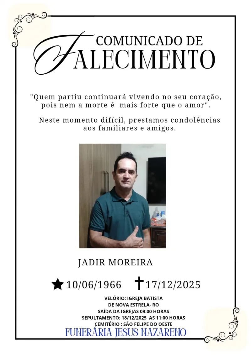 Nota de pesar: Jadir Moreira