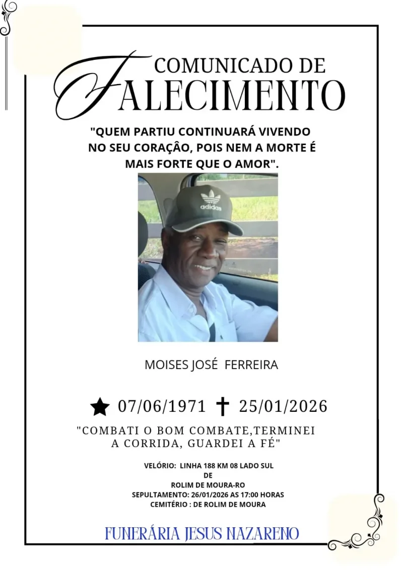 Nota de falecimento: Moisés José Ferreira 