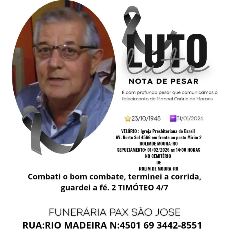 Nota de falecimento: Manoel Osório de Moraes 