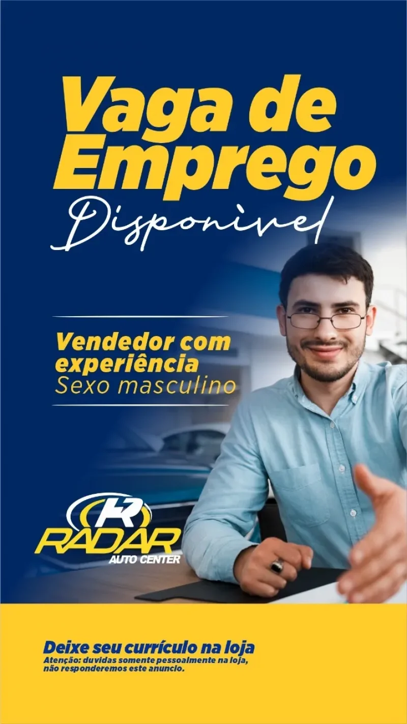 Vaga de emprego para vendedor na Radar em Rolim de Moura
