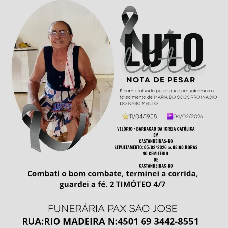 Nota de Pesar: Maria do Socorro Inácio do Nascimento 