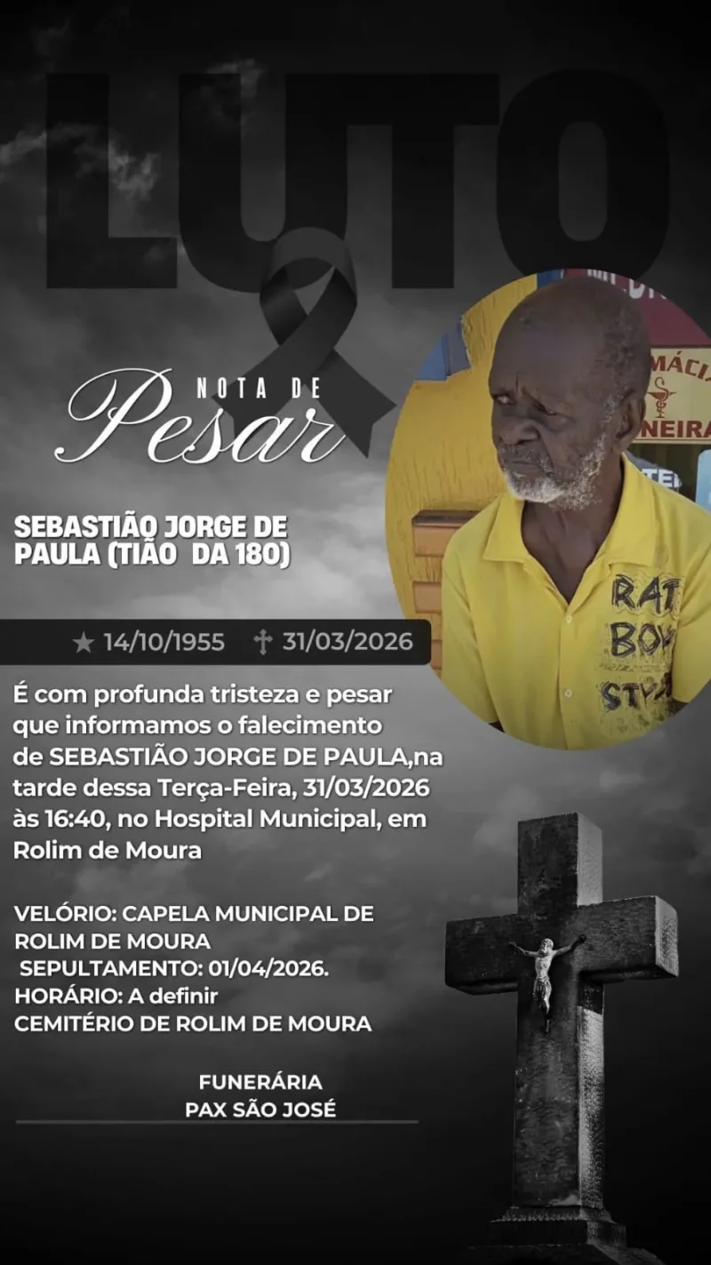 Nota de pesar: Sebastião Jorge de Paula, “Tião da 180”