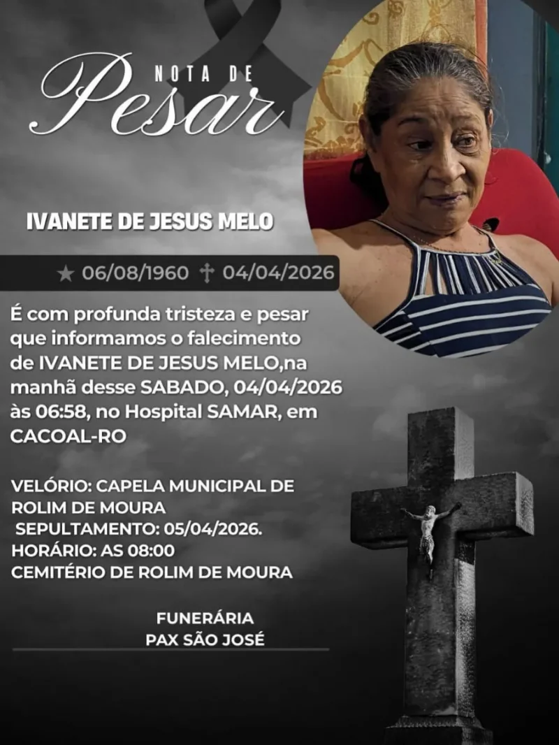 Nota de pesar: Ivanete de Jesus Melo