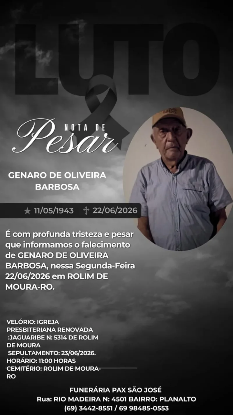 Nota de Pesar: Genaro de Oliveira Barbosa