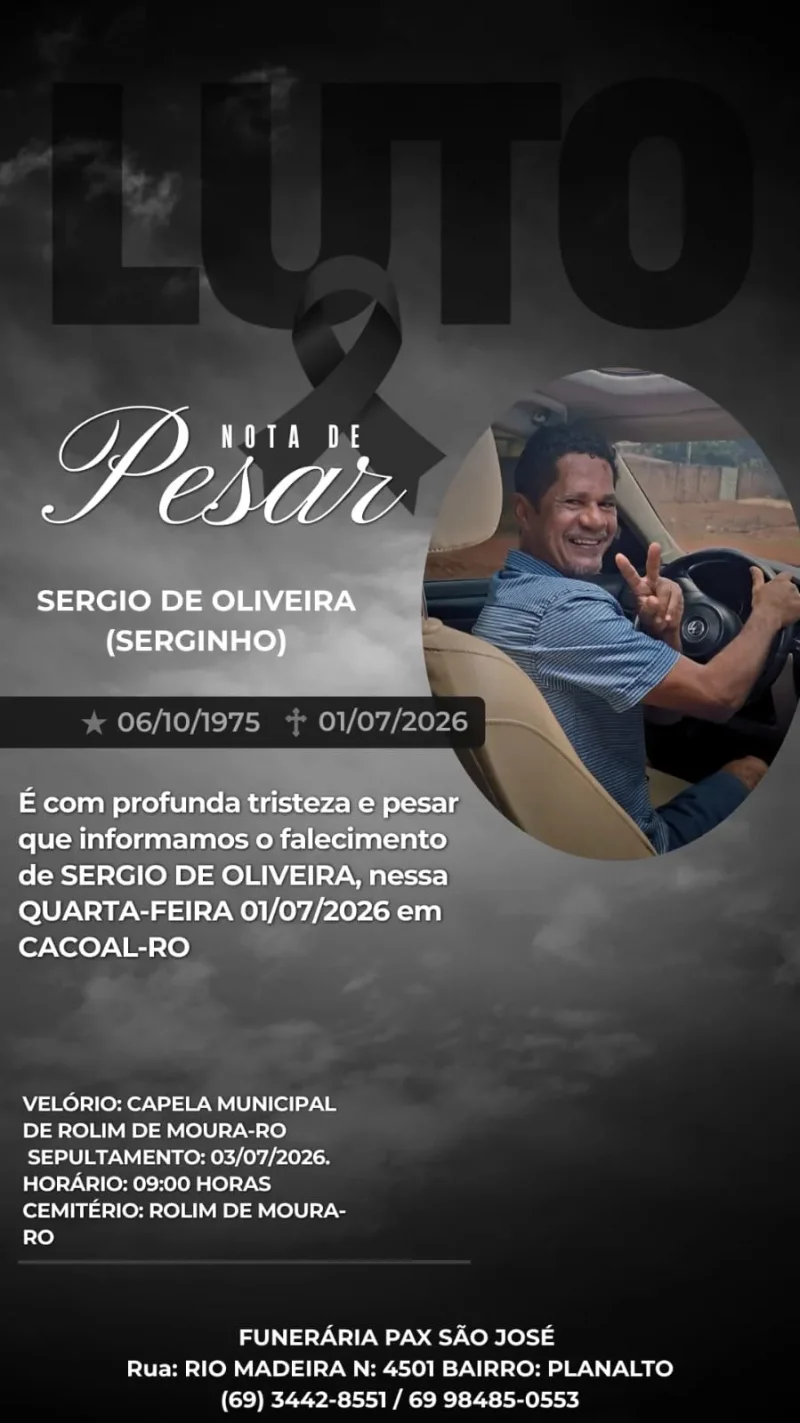 Nota de Pesar: Sérgio de Oliveira, “Serginho”
