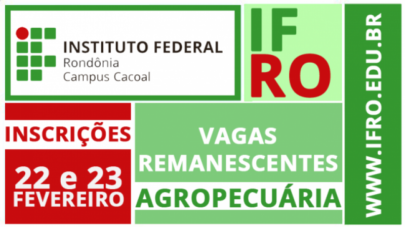 IFRO Campus Cacoal oferece vagas remanescentes para Técnico em Agropecuária Subsequente