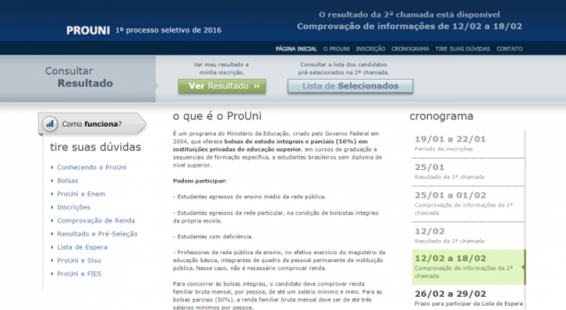 Pré-selecionados na 2ª chamada do ProUni devem comprovar informações até quinta