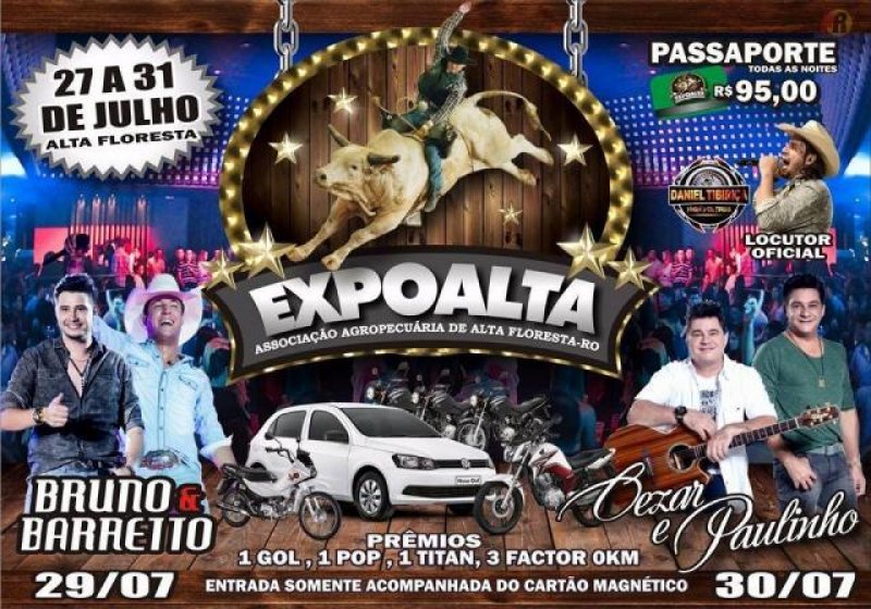 28ª Expoalta acontece em julho e traz shows de Bruno e Barretto e Cezar e Paulinho