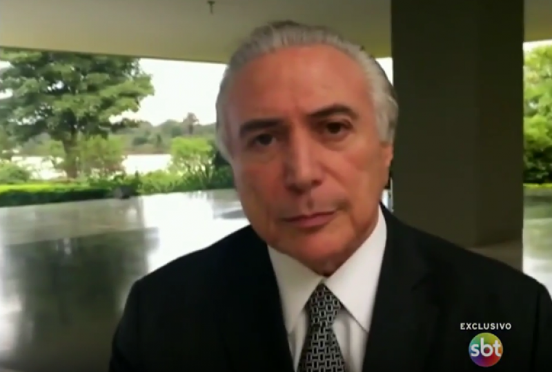 Em entrevista ao SBT, Temer diz que não será candidato em 2018