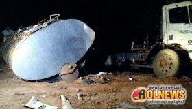 Caminhão leiteiro se envolve em acidente na Zona Rural de Cacoal