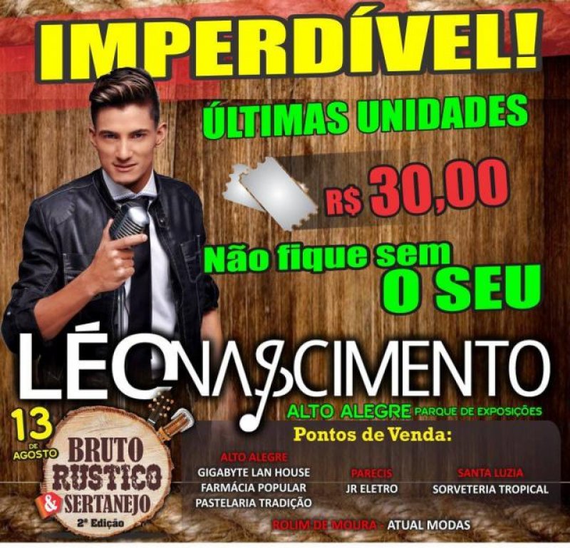 Alto Alegre – Últimos ingressos do terceiro lote para show com Léo Nascimento