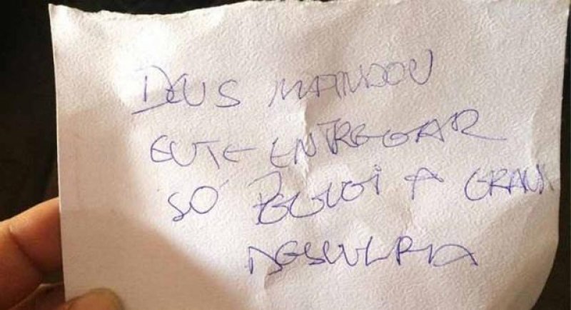 Porto Velho: Ladrão devolve bolsa de luxo 2 dias após furto e pede desculpa em bilhete