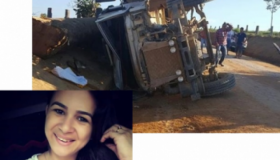 Caminhão toreiro tomba e mata jovem de 21 anos esmagada em Buritis