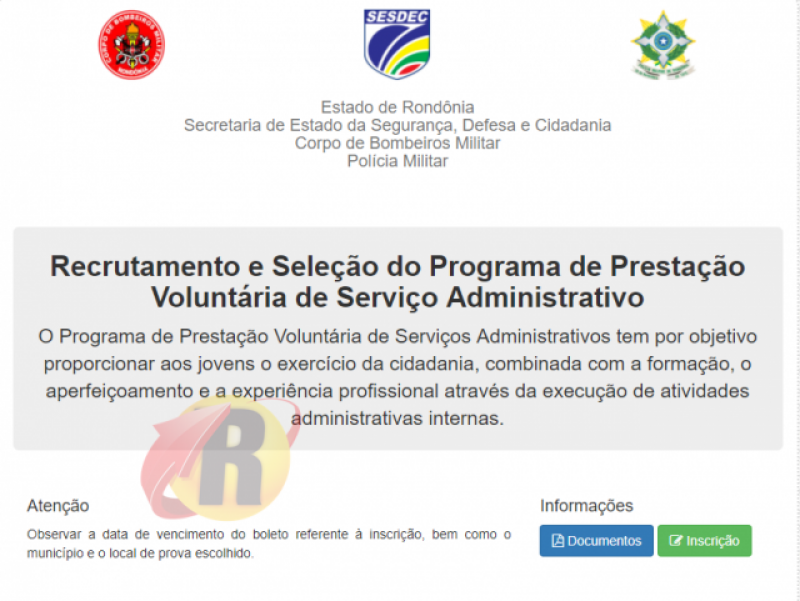 Inscrições para serviços administrativos da PM e Bombeiros iniciam na sexta; grave o site para se inscrever