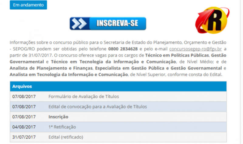 Começam as inscrições para concurso do Governo de Rondônia com salários de até R$ 7.173,80