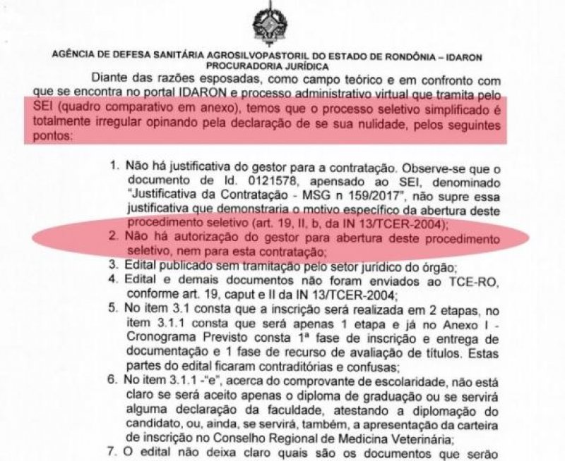 Idaron cancela seleção de médicos veterinários após irregularidades